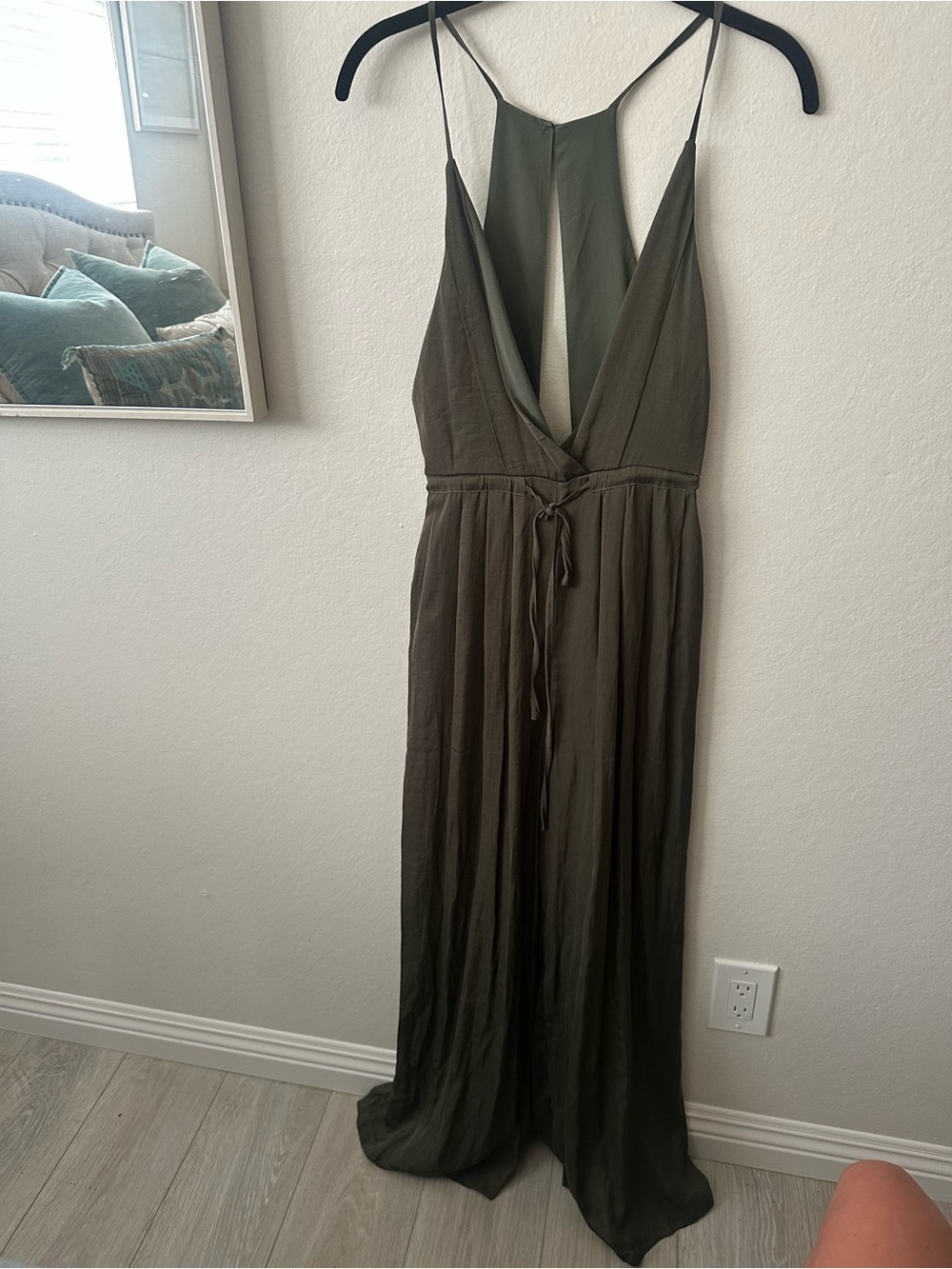 Olive Green Spaghetti Strap Jumpsuit
